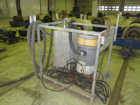 Frame with industrial vacuum cleaner Ghibli type 12, AS59, and container, hoses etc.