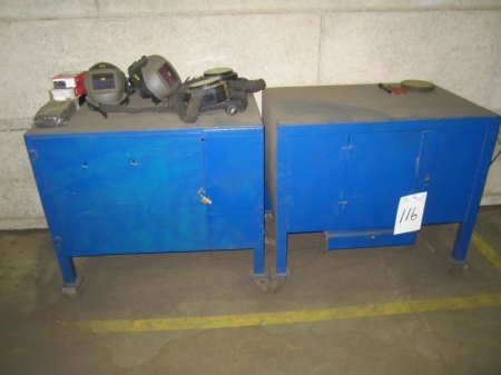 2 x Tool Cabinet and 2 sets of welding helmet with respirator, battery operated, Esab Albatross, Origo-Air