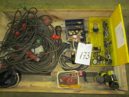 Pallet with cables, aerosols, welding accessories etc.