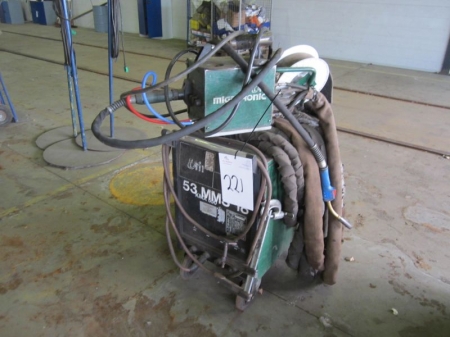 CO² Welding rectifier Migatronic KMX 550, water-cooled and with wire feeder, s / n 01101017, complete with welding hose mm, calibrated 07/01/2013