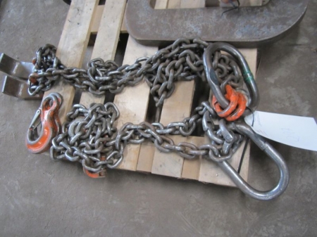2 x chain gang with 2 chains with hooks / J-hooks, 10 tons