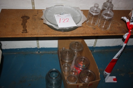 Various glass bowls and glass jars