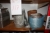Various aluminum containers etc. on 3 shelves as marked