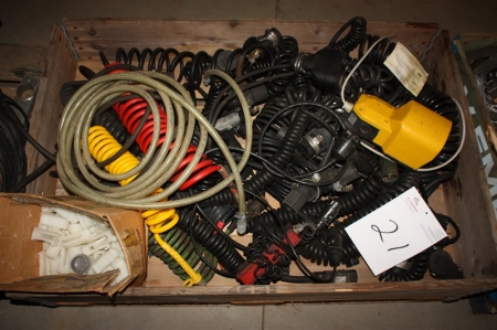 Pallet with air hoses, control cables, pedals, etc.