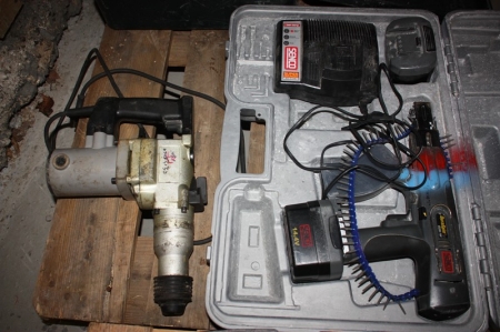 Akugipsskruemaskine, Senco med 2 batterier og lader + elborehammer