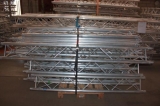 Aluminium Trusses, Milos Structural Systems, Quick Truss, staging. Main standard formats: Duo (2 tube), Trio (3 tube) and Quattro (4 tube). There are also a lot of corners and junctions