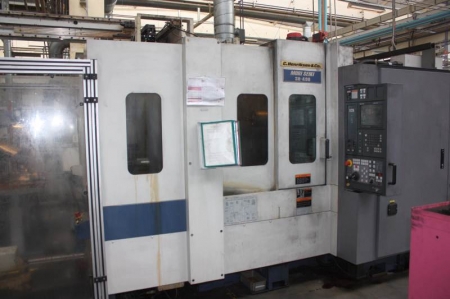Mori Seiki SH 400 Twin Pallet Horizontal Machining Centre. Date of manufacture: 2000. Description: Twin Pallet Horizontal Machining Centre. X, Y, Z and Full \\\\\\\'B\\\\\\\' Axes. Loaded by ABB Pick & Place Robot with Siemens CNC Control. Spindle Speeds 