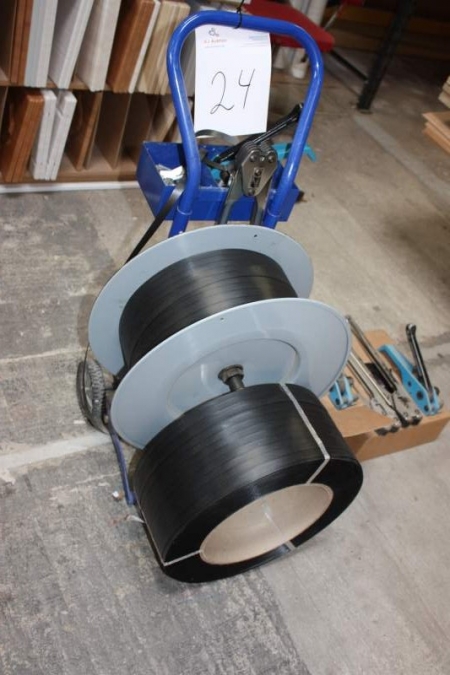 Strapping cart and tool for plastic strapping. Extra strapping