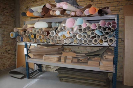1 pallet rack with content of laminate rolls.