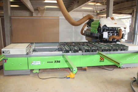\"Biesse CNC multi spindle router, Rover 336. YOM: 1995. Control: CNI RT 480. Working Field: 45\"\" X 126\"\" (8) Panel Rail Supports (16) Vacuum Pods (2 each rail). ISO 30 Tool Holders. Vacuum pump. Air supply: 7 min. Bar. Air inlet velocity: 30m/1Drilli