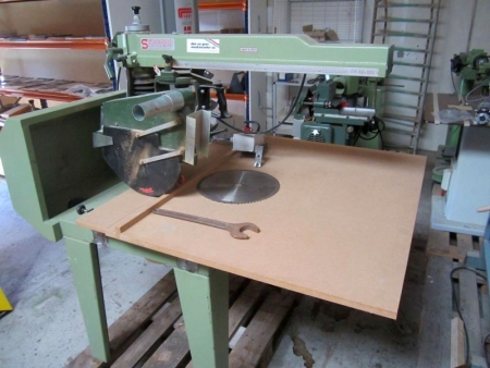 Radial arm saw, Stromab, type RS 650, year 1999. Max blade diameter 350 mm, K and B start and electronic braking, tested and in working order