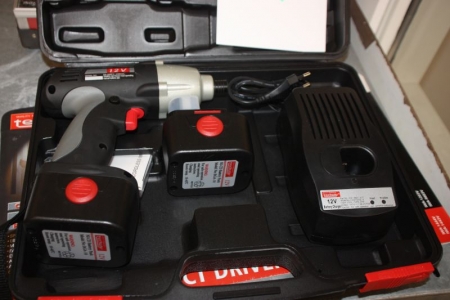 Power screwdriver, Techway. Unused. 12 V. 2 batteries + charger + suitcase. Archive picture