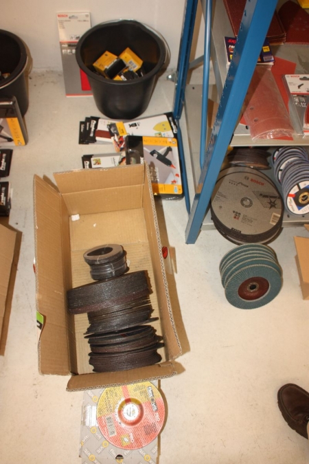 Abrasive discs + cutting wheels + grinding gear + glue gun + bucket of glue sticks for glue gun
