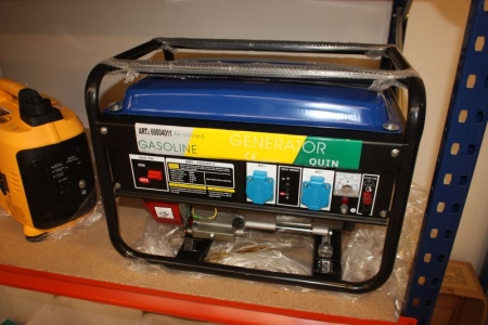 Benzindrevet generator, Quin. Udtag: 2 x 220 volt + 12 volt. Ubrugt i original emballage