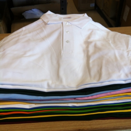 Corporate clothing without print unused: Polo, Assorted. Sizes and colors, 100% combed cotton, pique 210 g / m2 25-pack.