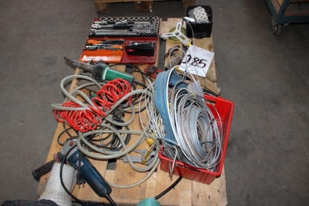 Grinder + soldering iron + socket + tools