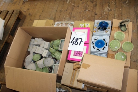 Boxes of various sales items.