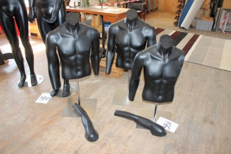 3 pcs men torso mannequins on a tripod, 1 incl not complete