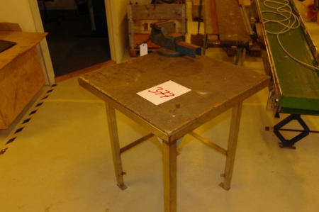 Arbejds bord rustfri underdel med træplade, Incl. Skruestik