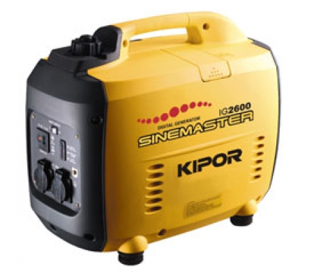 New- Demo Gasoline Generator "KIPOR" quiet 2600 W  Manual attached     Product Description  • Supply voltage: 230 Volt / 12 V  • Output Power: 2600 Watt  • Engine: 3.0 HP 4 stroke  • With Inverter  • Displacement: 330cc  • Running time: 3 hours  • Start: 
