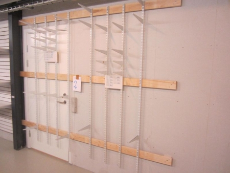 Shelf Stands wall, height about 2 meters, width approximately 2.7 meters with runners, buyer must even dismantle