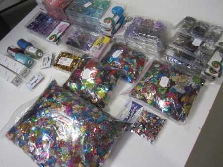 Sequins, creative paperbinders, rhinestone, thread and accessories