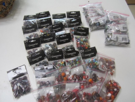 Approximately 26 bags Indian glass beads, assorted