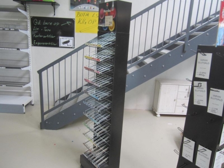 Display Shelf on wheels with 11 shelves, height about 196 cm, depth 33 x width 35 cm