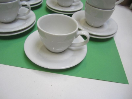 Approximately 74 porcelain cup and saucer, white