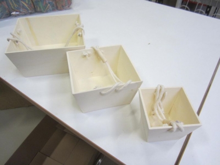 26 set of three wooden boxes with handles