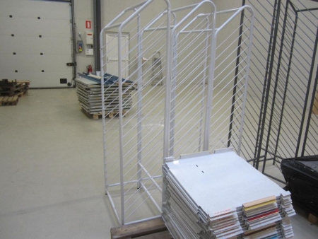3 pcs white cardboard shelving approximately 70x40x200 cm, with each 18 oblique shelves, hyldemål approximately 68X depth 64 cm