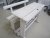 Antique school desk in wood, 2-seater, white painted