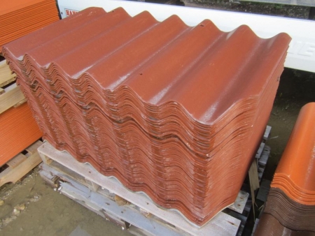 69 stk tagplader B7 med hj/hul, rødbrun, L= 570 mm