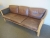 Leather sofa in beech with 3 seats, in brown leather, one seat cushion MISSING