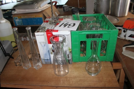 Various glass vases and decanters