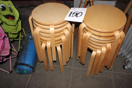 approximately 14 paragraph stools in wood