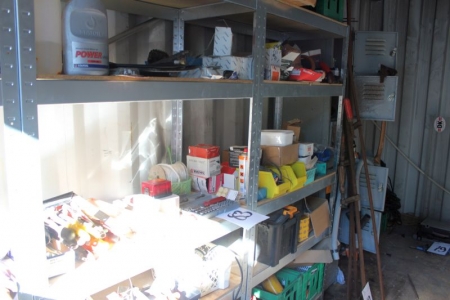 Contents 2 subjects steel shelving, hand tools + air tool + tool boxes, etc.