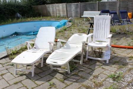 2 Liegestühle (eine Marke Jardin) + 1. Jardin Position Stuhl weiß
