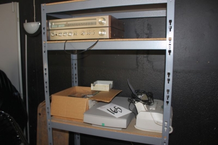 Contents 2 subjects steel shelving radio + amplifier + various disposable tableware etc.