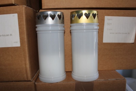 Grave candles, stearin, about 18 boxes of 12 pieces.