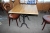 Table 80 x 80 with two chairs, chairs in steam bent beech and table with surface treated blockboard beech with steld of black larkeret French cast iron