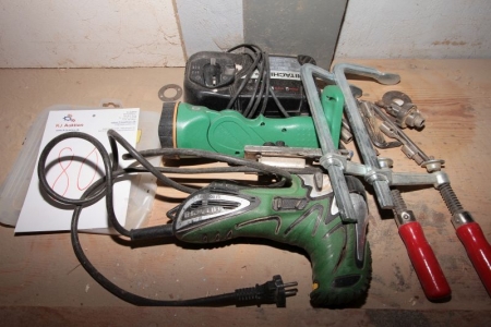 El tools, Hitachi, (jigsaw, lamp, leaves, clamps, minus battery)