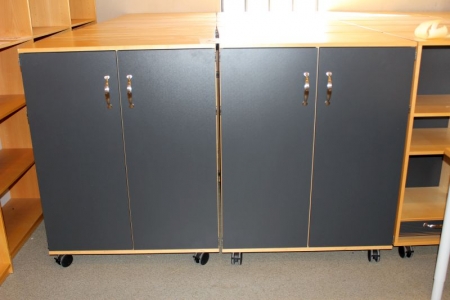 2 pcs. cabinets on wheels, gray front, B8 system 116x90x45 cm.