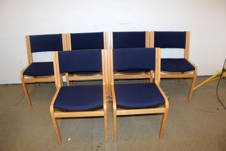 6 pcs. Magnus Olesen conference / stacking chairs with linking brackets