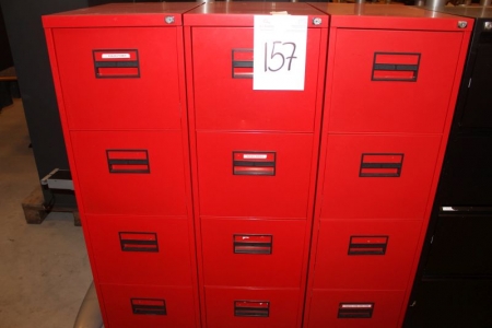 3 filing cabinets, Pendaflex, red