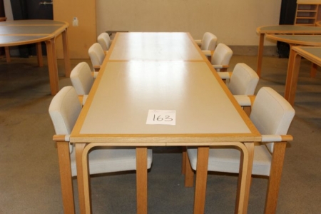 2 Magnus Olesen tables, 90x155 cm. + 8 Magnus Olesen chairs w. Armrests