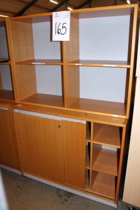 Cabinet with sliding doors, 106x87 cm. Bookcase with 4 compartments, Bondo, 106x79 cm.
