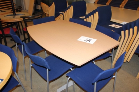 Bord med 6 stole (blåt stof)