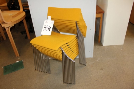 10 stacking chairs with yellow fabric