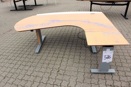 Powered erheb Steh- / Sitz-Schreibtisch mit Rundung + zusätzliche Tabelle